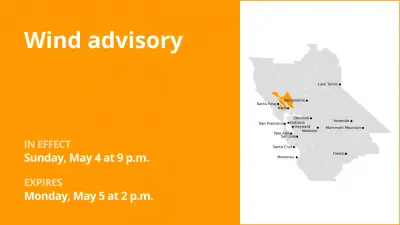 Update: Wind advisory in place for North Bay Interior Mountains and East Bay Hills until Monday afternoon