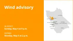 Update: Wind advisory in place for North Bay Interior Mountains and East Bay Hills until Monday afternoon
